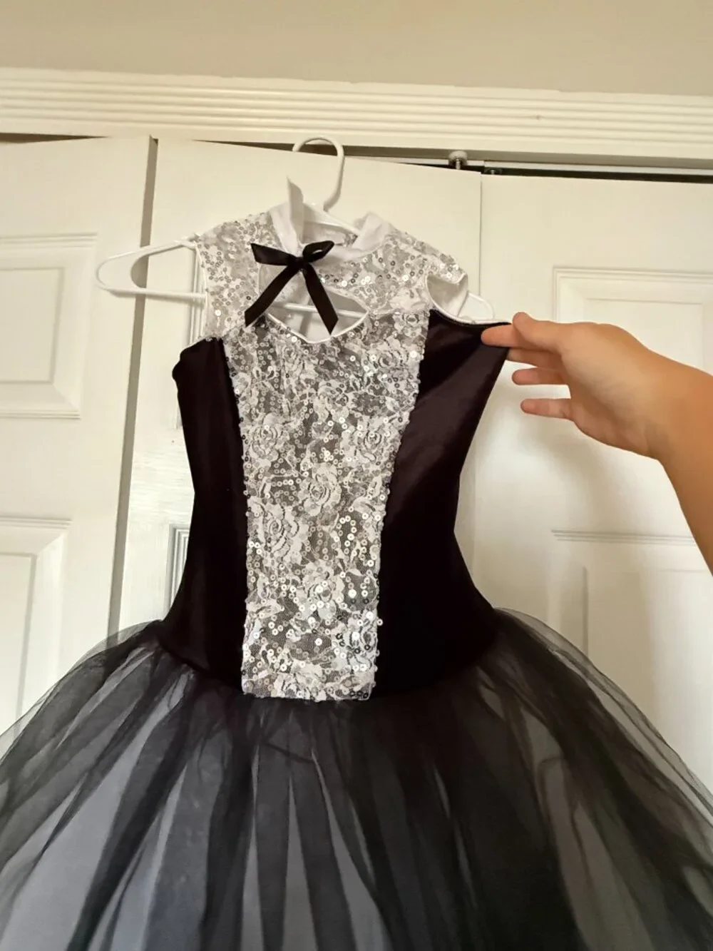 Weissmans black and silver sequin halter-style ballet costume